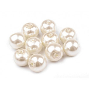 steklene perle - imitacija biserov, velikost: 8 mm, s. krem b., 50 g (ca.74-78 kos)