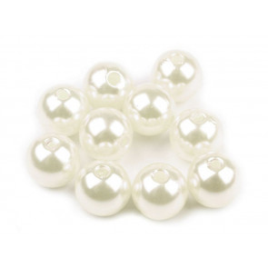 plastične perle - imitacija biserov, velikost: Ø10 mm, pearl, 50 g (ca. 110 kos)