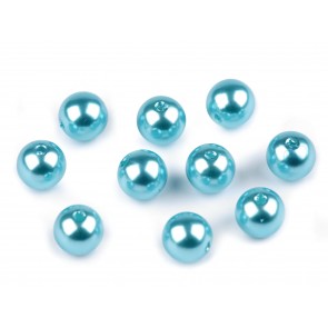 plastične perle - imitacija biserov, velikost: Ø10 mm, turqouise, 50 g (ca. 110 kos)