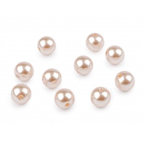 plastične perle - imitacija biserov, velikost: Ø10 mm, darkbeige, 50 g (ca. 110 kos)