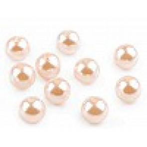 plastične perle - imitacija biserov, velikost: Ø10 mm, powder pink, 50 g (ca. 110 kos)
