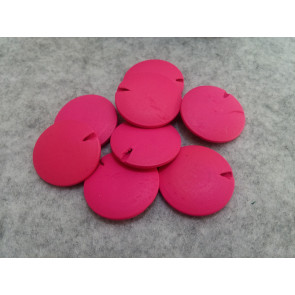 lesene perle ploščate - okrogle 25 mm, roza, 5 kos