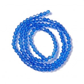 steklene perle - bikoni 3x3 mm, luknja 0,5mm, Blue b., 1 niz - cca 130 kos