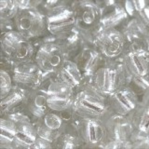 steklene perle 3,5 mm, prozorne, srebrna sredica, 20 gr