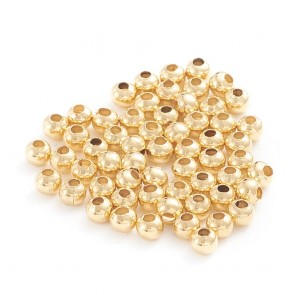perle 2x2 mm - nerjaveče jeklo, velikost luknje: 0,8 mm, zlate barve, 50 kos