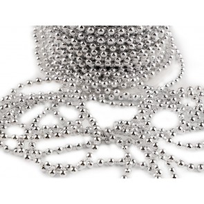 akrilne perle na vrvici, srebrne barve, 4 mm, 1 m
