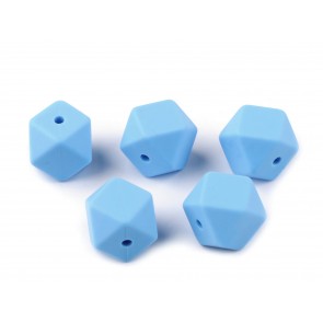 silikonske perle, 14x14 mm, azurno modre b., velikost luknje: 2 mm, 1 kos