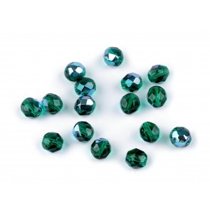 perle - češko steklo 8 mm, emerald green - AB , 20 g 