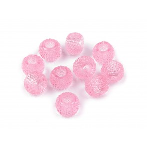 akrilne perle z veliko luknjo 8x12 mm, pink, 1 kos