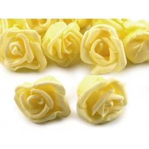 dekorativna roža, penasta, 2,8x4 cm, rumena b., 1 kos