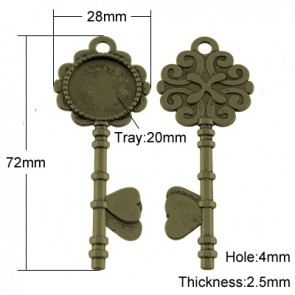 osnova za obesek - medaljon 73x29x2 mm, antik bronze, brez niklja, velikost kapljice: 20 mm, 1 kos