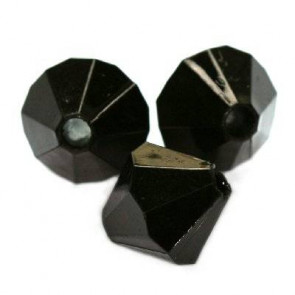 plastične perle, bikoni 12 mm, črna, 50 g 