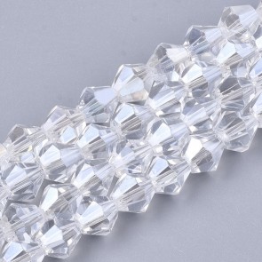 steklene perle - bikoni 6 mm, prozorne barve, 1 niz - cca 45 kos