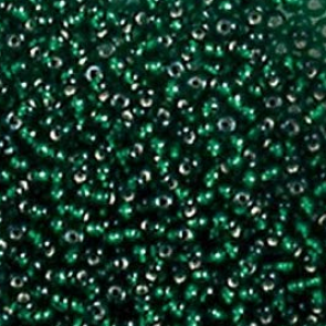 EFCO steklene perle 2,6 mm, listno zelene, prosojne s posrebreno luknjico, 17 g