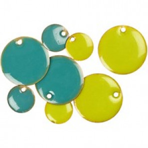 medeninaste perle okrogle - ploščate, 11 mm, zelene, 1 kos
