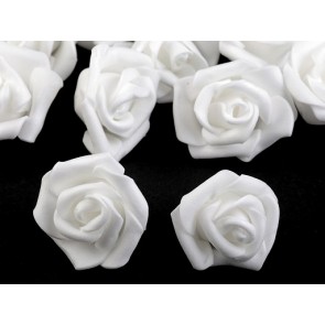 dekorativna roža, penasta, 2,8x4 cm, bela b., 1 kos