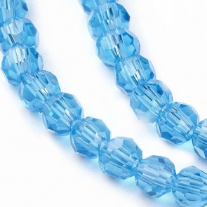 Steklene perle, nepravilno okrogle 4 mm, velikost luknje 1 mm, sky blue b., 1 niz - cca 92 kos