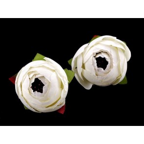 dekorativna roža, poliester, 35x40 mm, "cream lightest" b., 1 kos