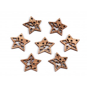 Leseni ornament, oblika zvezda, naravna b., velikosti 30 mm, 1 kos
