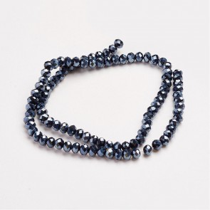 Steklene perle, nepravilno okrogle 3x2 mm, velikost luknje 0,3 mm, črne b., 1 niz - cca 165 kos