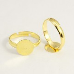 osnova za prstan s ploščico 10 mm, premer nastavljivega obročka: 19 mm, zlate barve, 1 kos