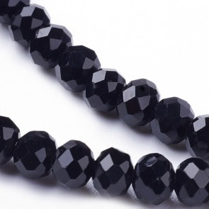 Steklene perle, nepravilno okrogle 4 mm, velikost luknje 1 mm, black b., 1 niz - cca 92 kos