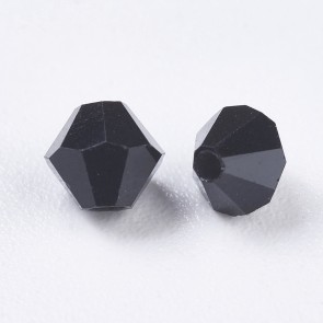 steklene perle - bikoni 4x4mm, velikost luknje 0,8mm, črna b. 20 kosov