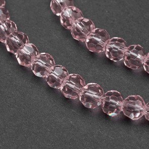 Steklene perle, nepravilno okrogle 4 mm, velikost luknje 1 mm, misty rose b., 1 niz - cca 92 kos
