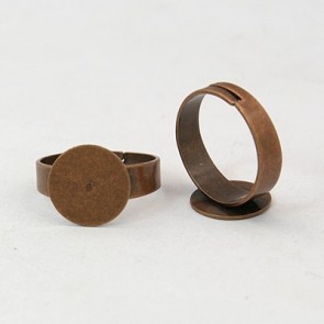 osnova za prstan s ploščico 12 mm, premer nastavljivega obročka: 18 mm, rdeče bakrene b., brez niklja, 1 kos