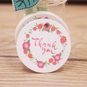 kartonček z napisom "Thank You", bele barve, okrogel - premer 30 mm, 1 kos