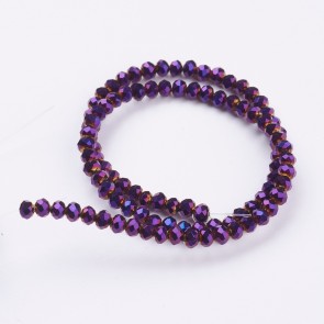 Steklene perle, nepravilno okrogle 3x2 mm, velikost luknje 0,3 mm, viola b., 1 niz - cca 165 kos