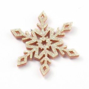 Dekorativna snežinka z bleščicami iz filca, 4.15x3.65x0.25cm, gold powder barve, 1 kos
