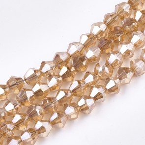 steklene perle - bikoni 4x4,5 mm, peru b., 1 niz - cca 96 kos