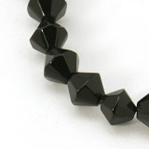 steklene perle - biconi, 6 mm, črne, 1 niz - cca 55 kos