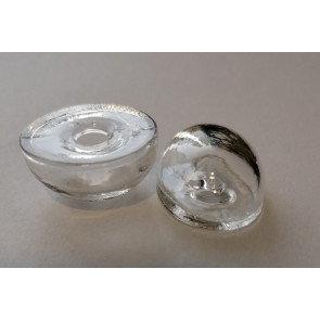 steklena kapljica - votla, ovalna, 24 x 20 x 13 mm, prozorna, 1 