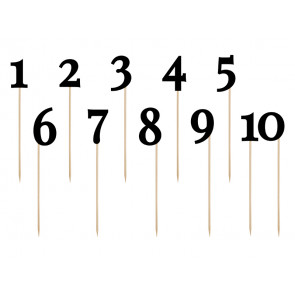 oznake miz, 24-26 cm, črne barve, 1 komplet (11 kosov)