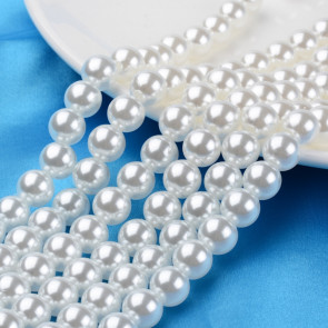plastične perle - imitacija biserov, velikost: Ø10 mm, krem - bele b., 50 g