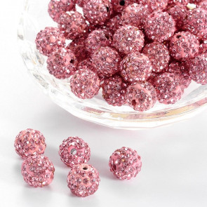 fimo perle s kristali Light Rose, 10 mm, velikost luknje: 1.5 mm, 1 kos