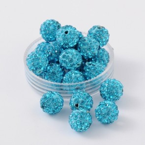 fimo perle s kristali "Aquamarine", 10 mm, velikost luknje: 1.5 mm, 1 kos