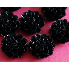 roža - umetna masa, 15x8 mm, črna, 1 kos