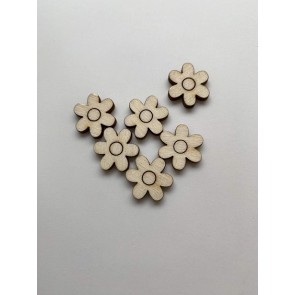 lesena kapljica/izrez - roža (svetla sredica), cca 16 mm, naravna, 1 kos