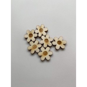 lesena kapljica/izrez - roža (temna sredica), cca 16 mm, naravna, 1 kos