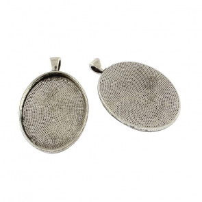 osnova za obesek - medaljon, 50.5x33x3.5 mm, b. starega srebra, velikost kapljice: 30x40 mm, 1 kos