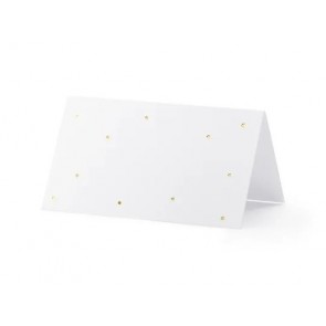 kartica za sedežni red, bela z zlatimi pikicami, 9.5x5.5 cm, 1 kos